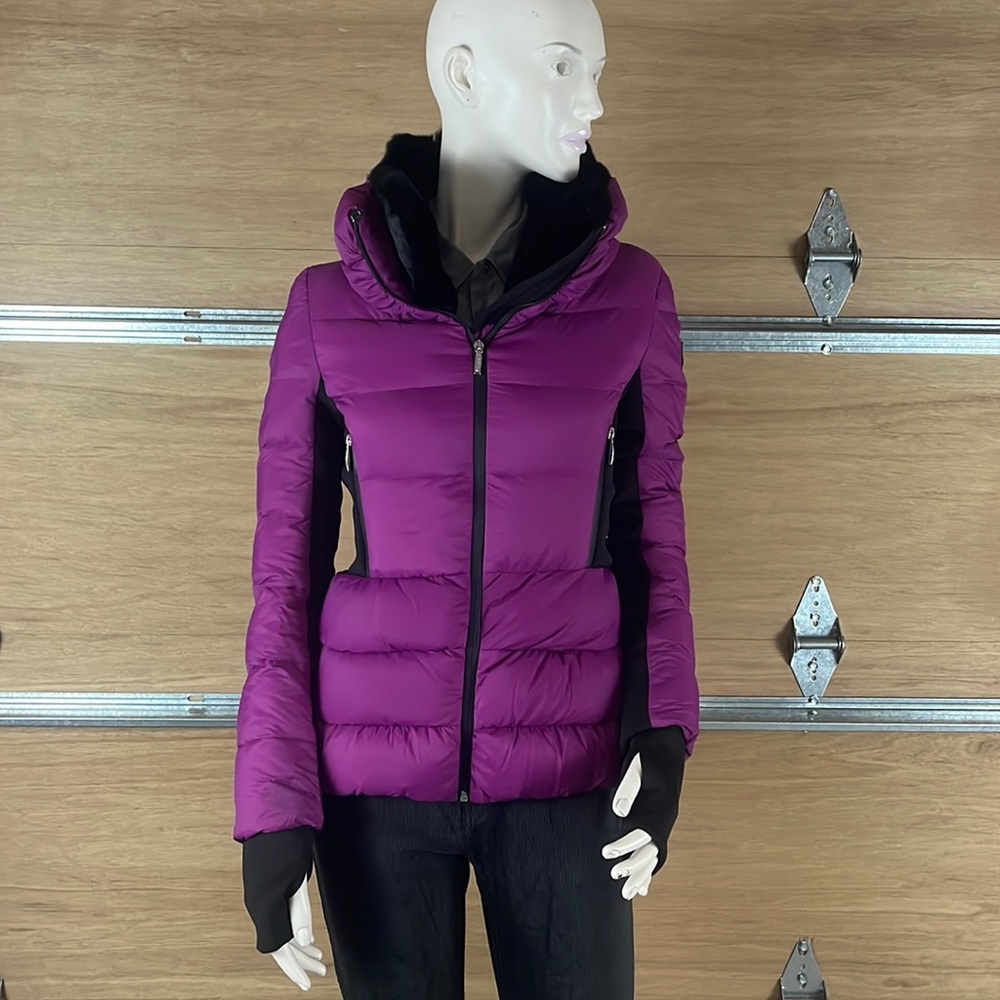 NWT Byblos Purple/black puffer jacket Orig $799 Sz 4